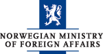 Arctic Frontiers - Logo of the Norwegian Ministry of Foreign Affairs with a white lion above the organisation's name, featured among Arctic Frontier partner logos.