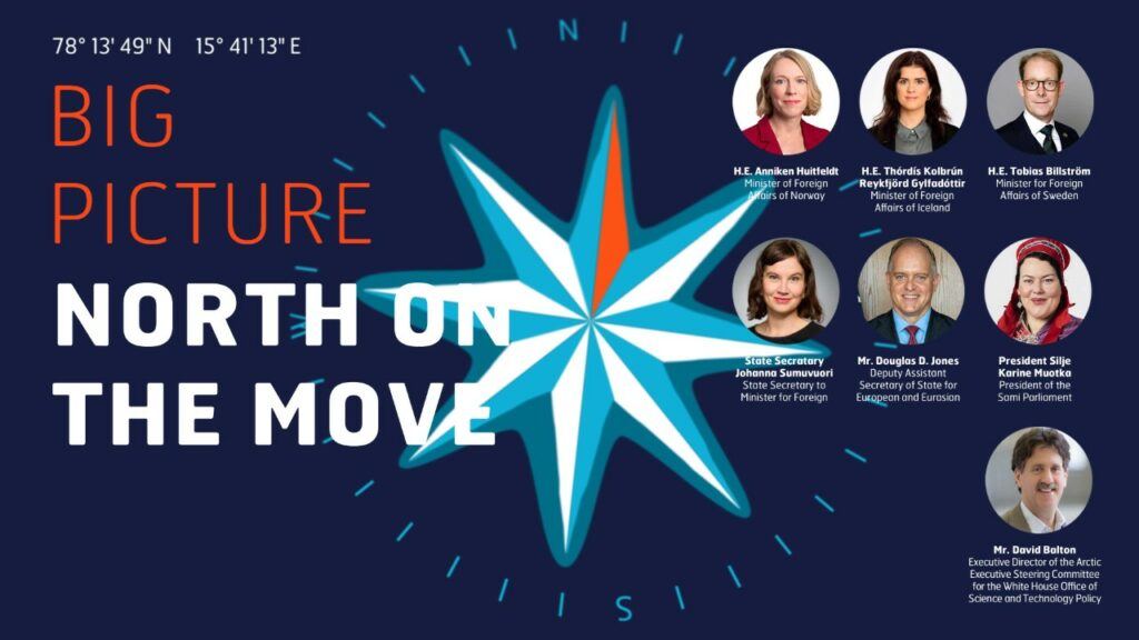 Image shows a compass rose and the text "Big Picture - North on the Move"